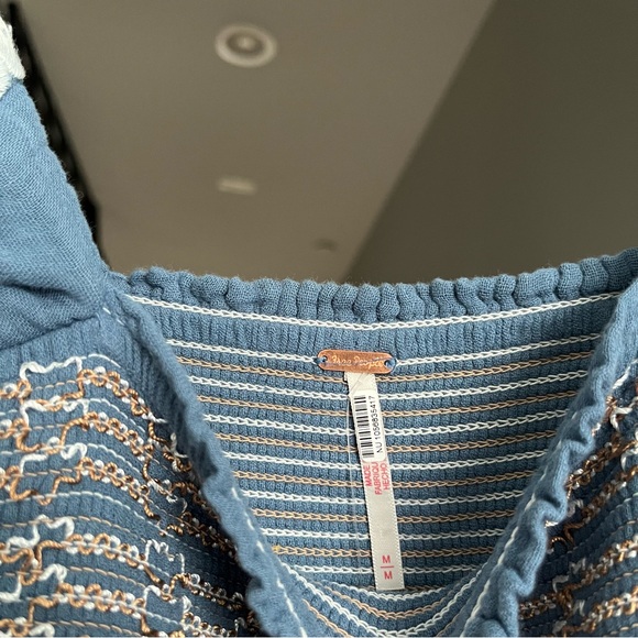 Free People Dahlia Embroidered Maxi Dress in Blue Coastal Combo - Picture 5 of 7